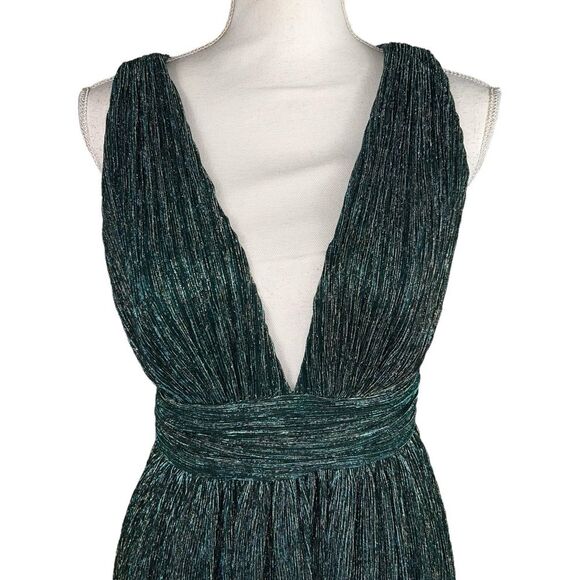 New Lulu’s Ailey Gold Teal Blue Skater Dress Small Party Cocktail - Picture 10 of 16